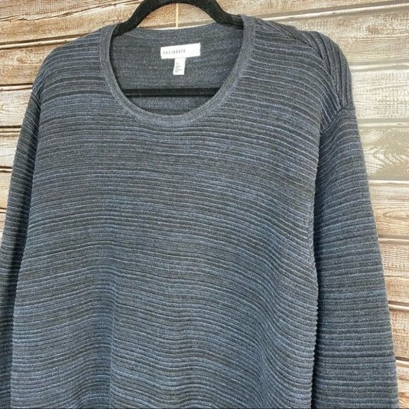 Calibrate- Men’s Navy Blue/Black Textured Pullover Sweater - Picture 2 of 7